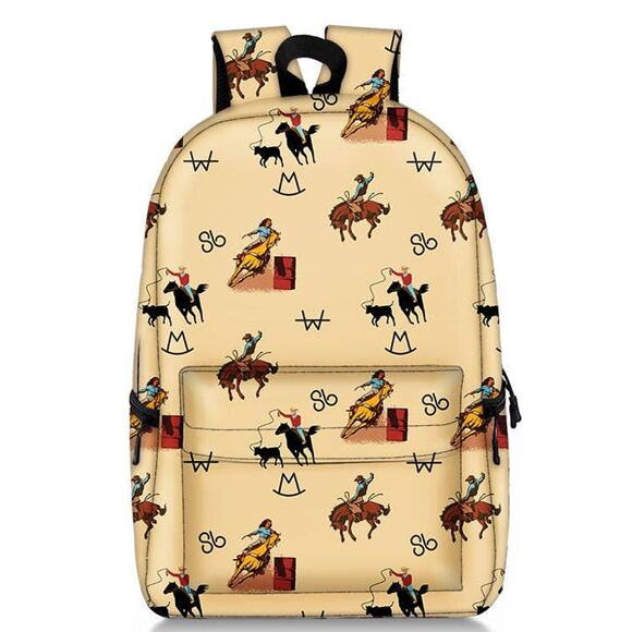 Vintage Cowboy Print Backpack - Picture 1 of 3
